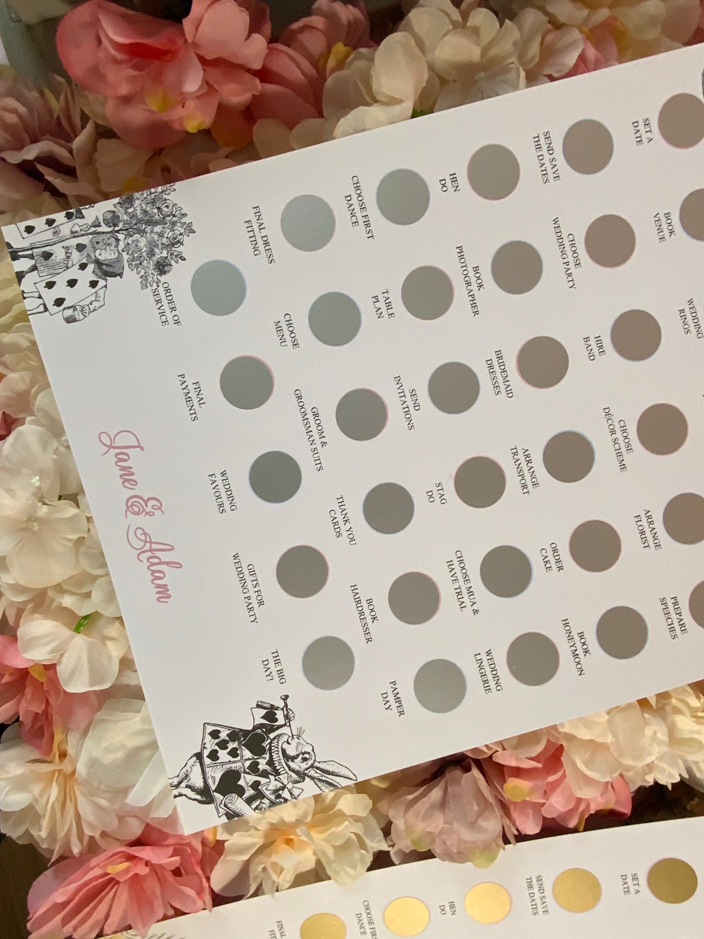 Alice in Wonderland Wedding Checklist scratch off poster