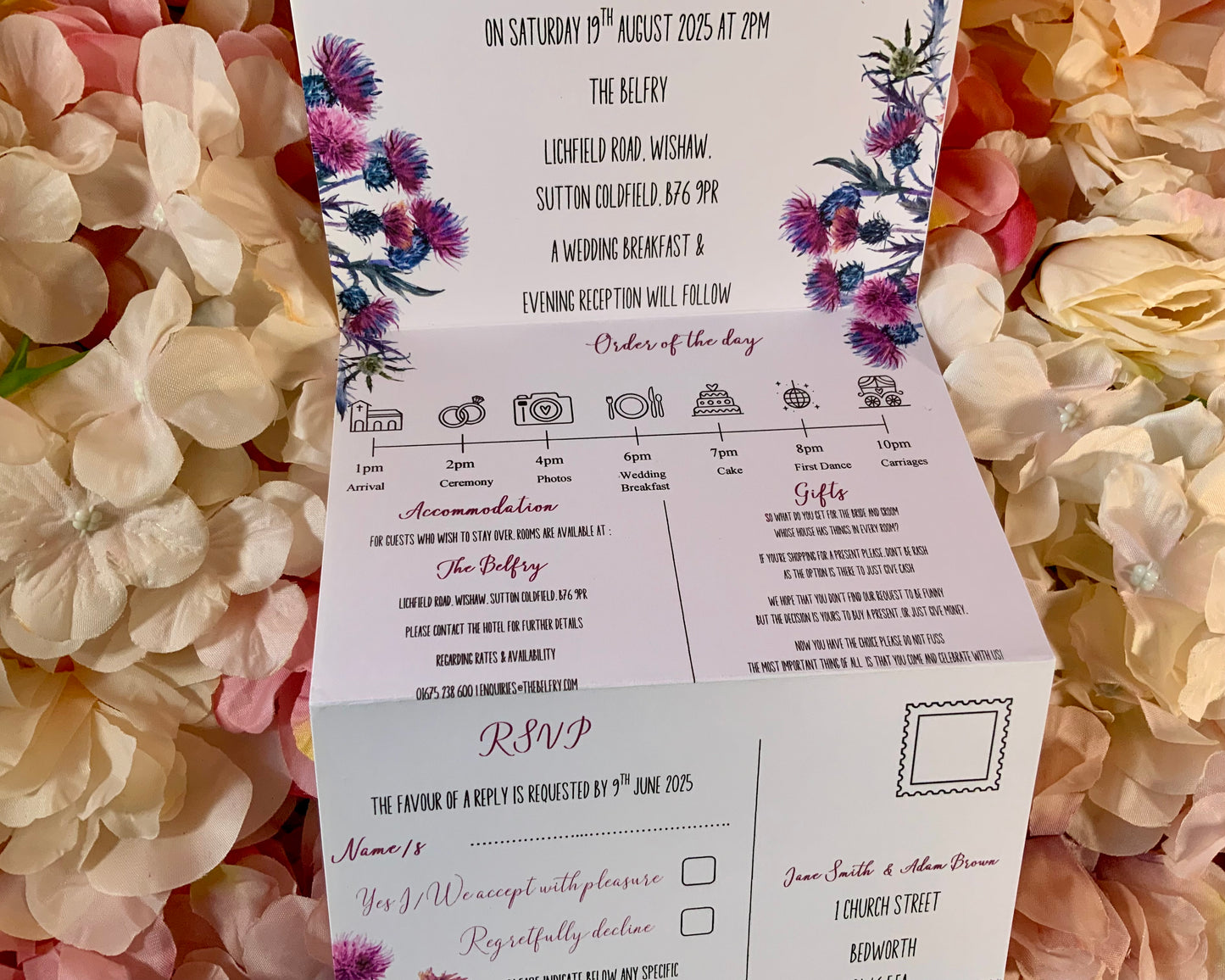 Scottish Thistle Concertina Wedding Invitations