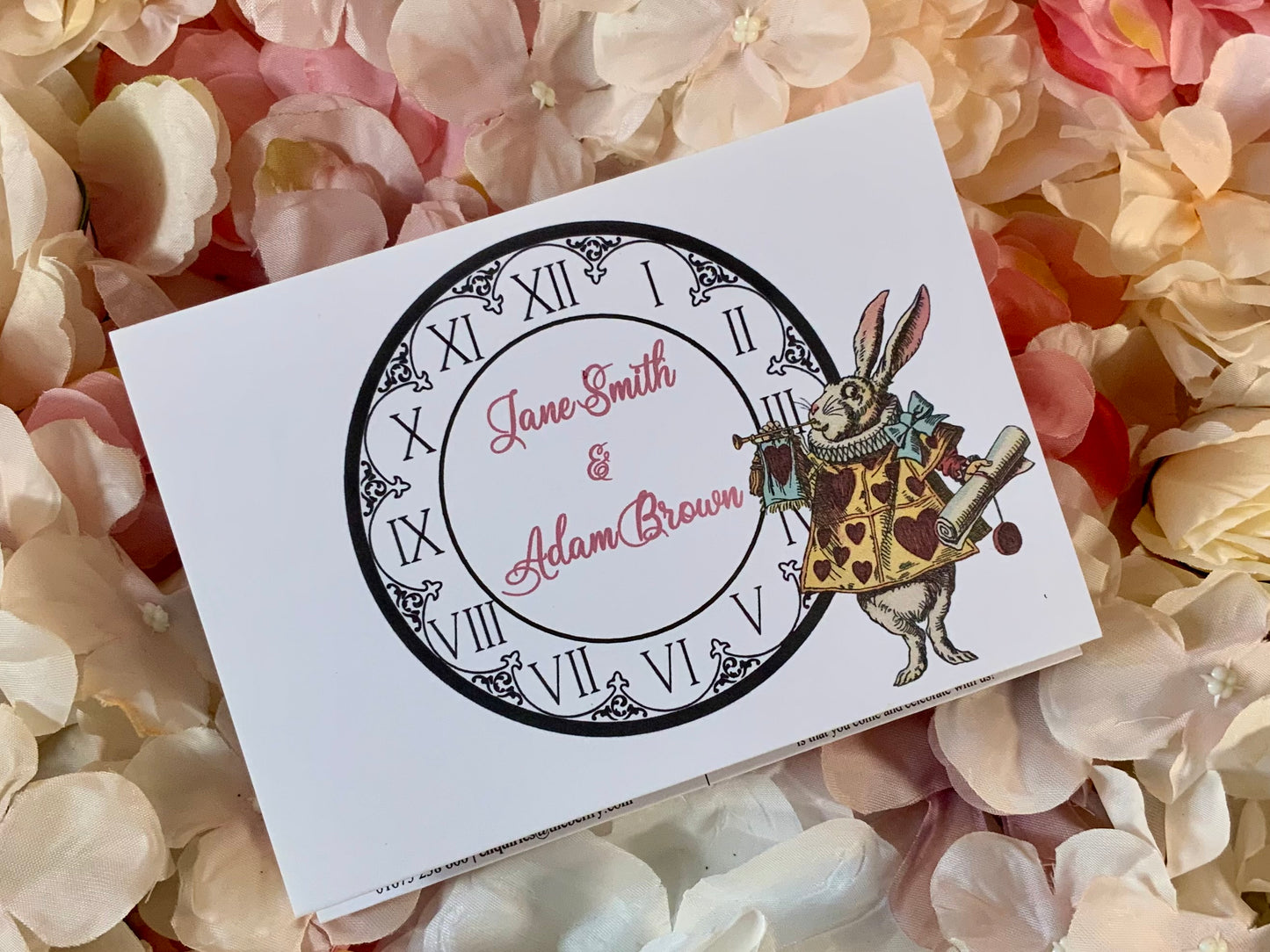 Alice in Wonderland Personalised Concertina Wedding Invitations ~ single or double sided