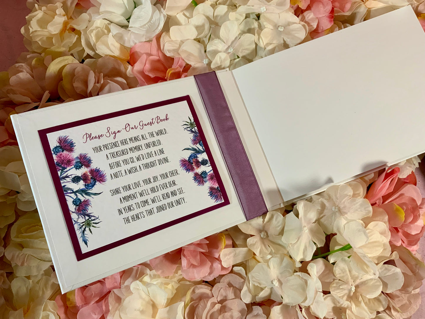 Scottish Thistle Wedding Guest Book – Personalised Keepsake for Messages & Wishes