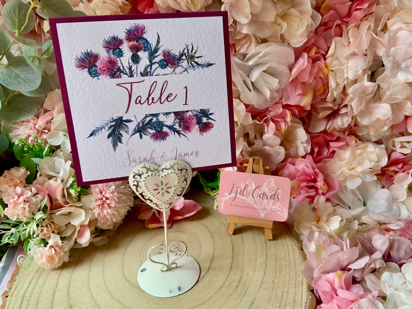 Scottish Thistle Wedding Table Numbers & Name Signs – A5 Flat & Tent-Fold Options