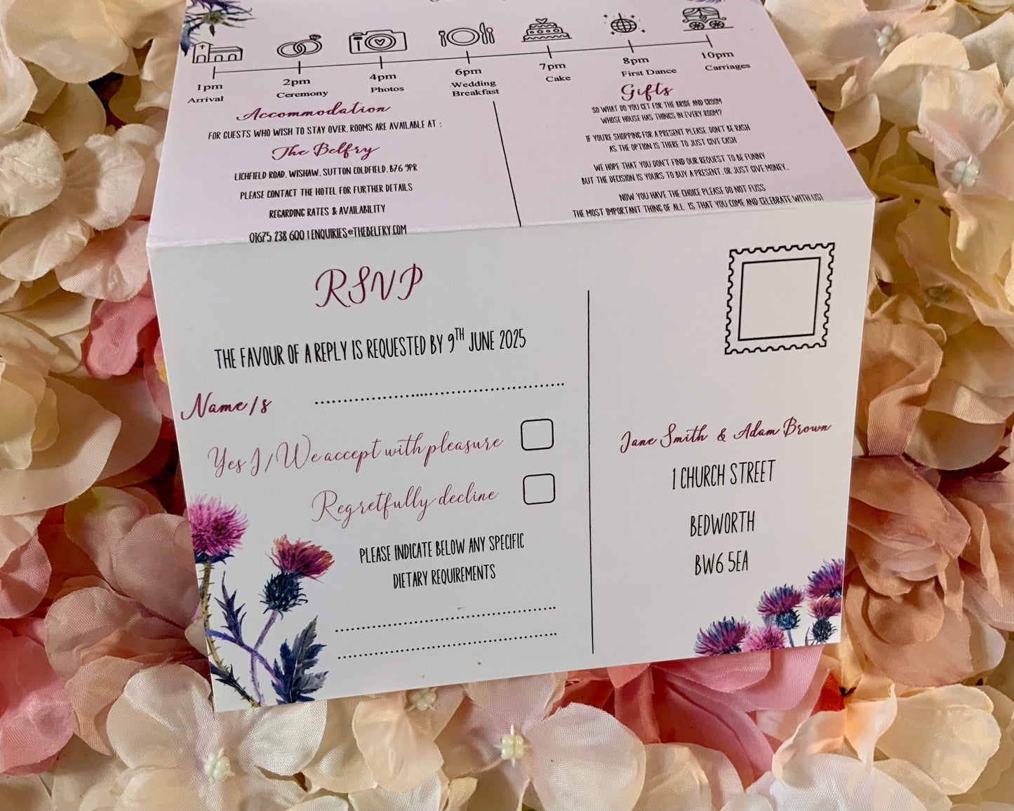 Scottish Thistle Concertina Wedding Invitations