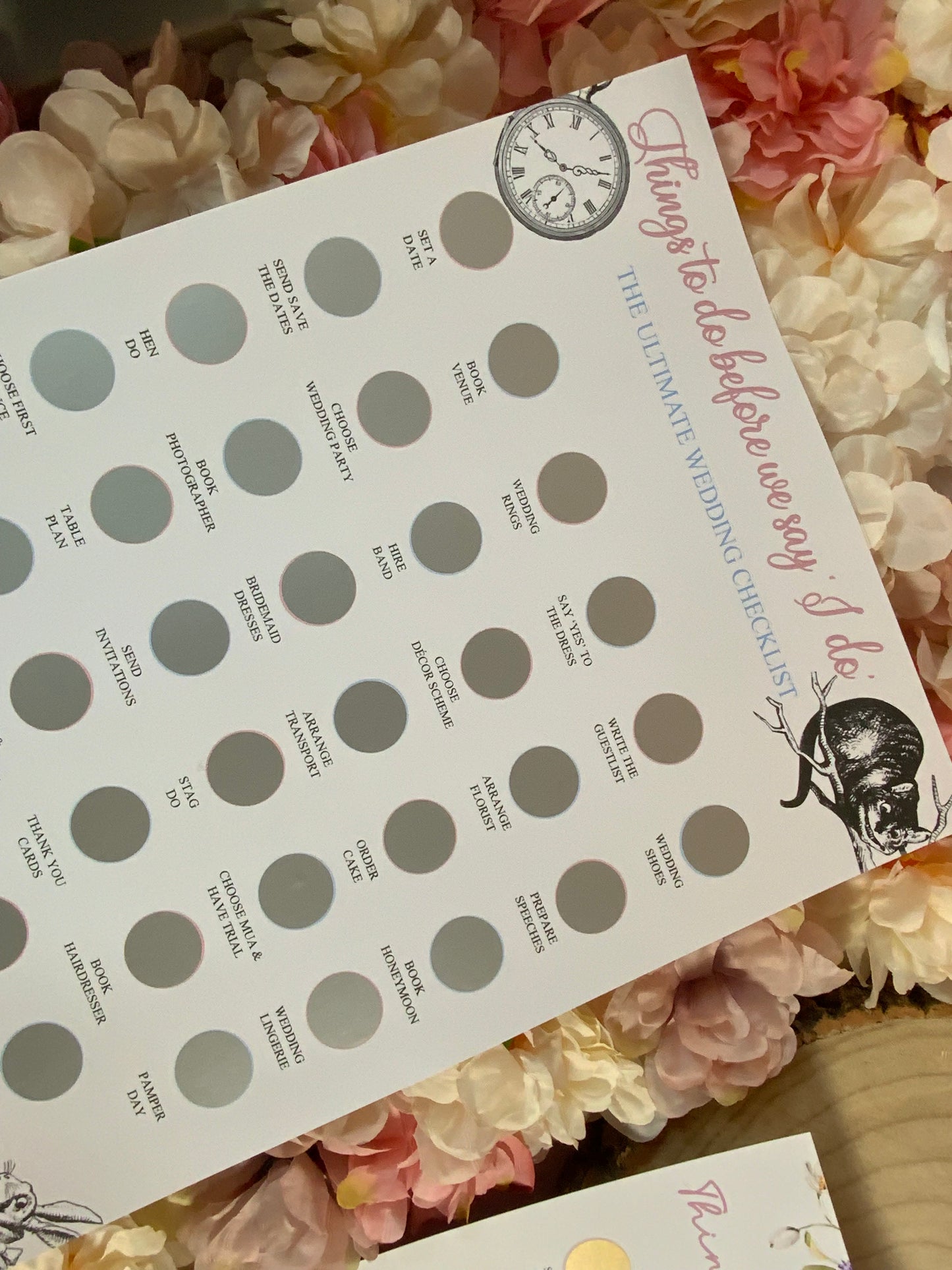Alice in Wonderland Wedding Checklist scratch off poster