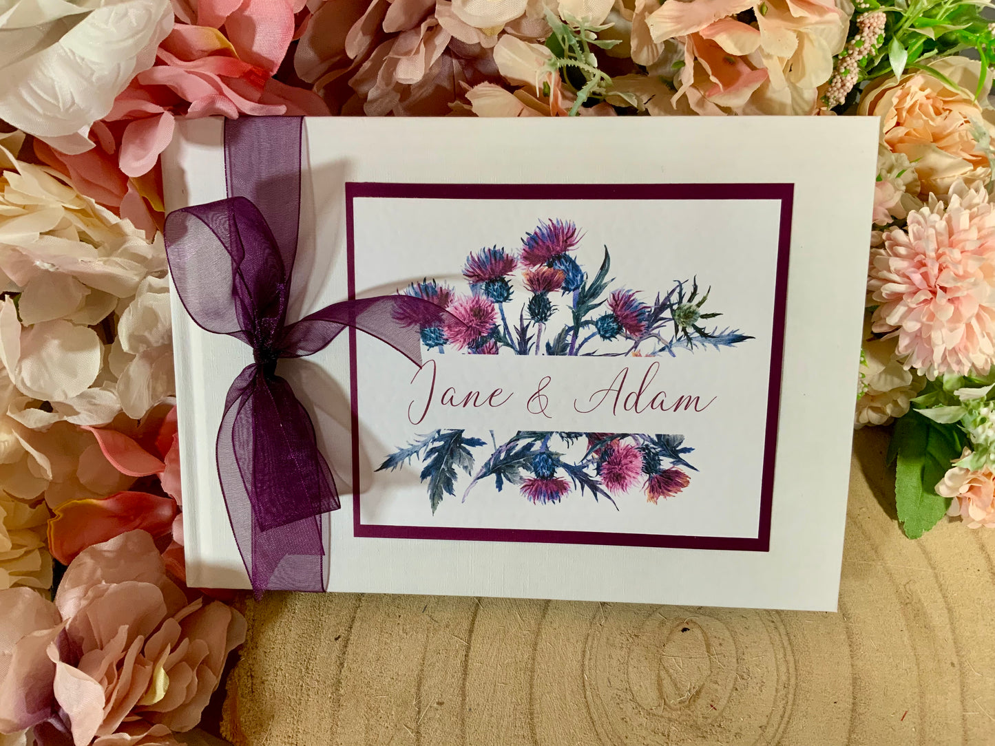 Scottish Thistle Wedding Guest Book – Personalised Keepsake for Messages & Wishes