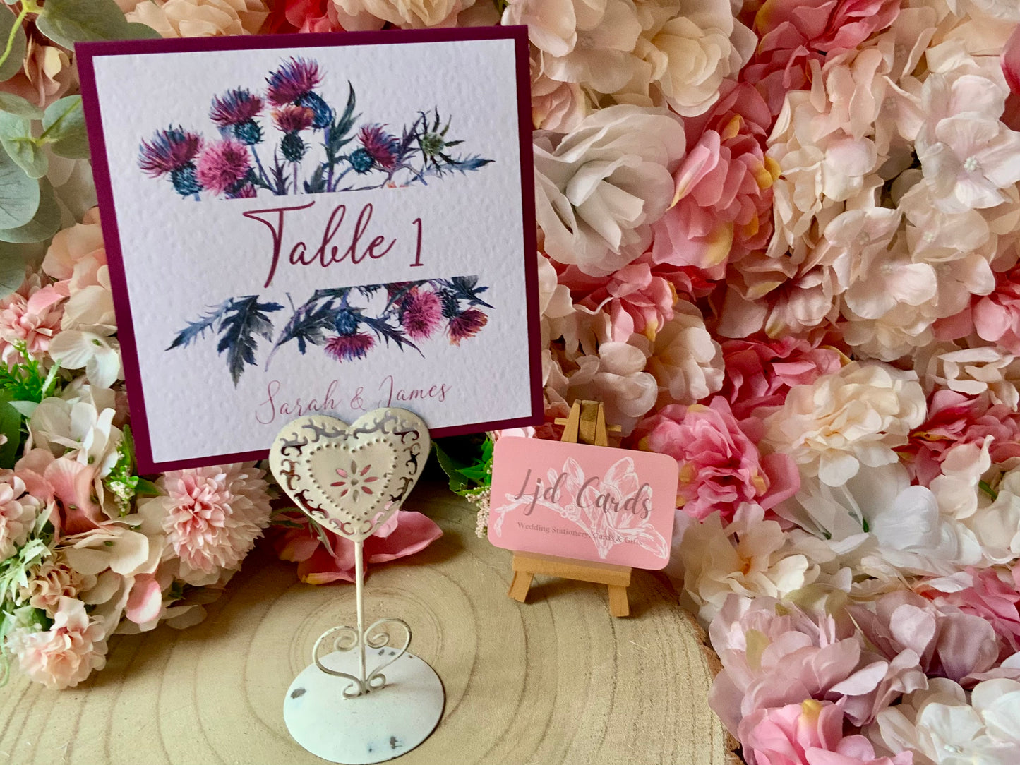 Scottish Thistle Wedding Table Numbers & Name Signs – A5 Flat & Tent-Fold Options