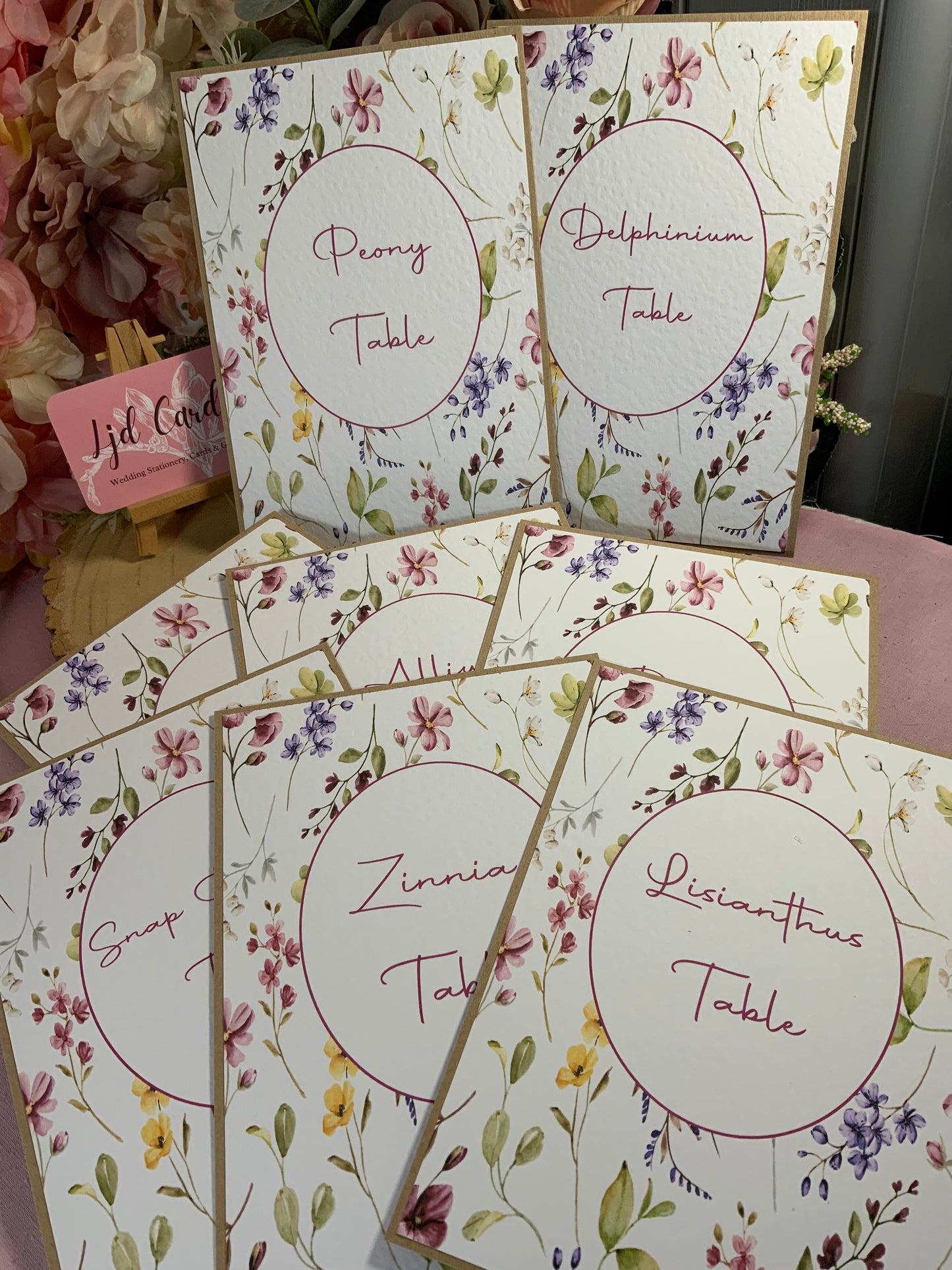 Wildflower Wedding Guest Table Names & Numbers - fully personalised