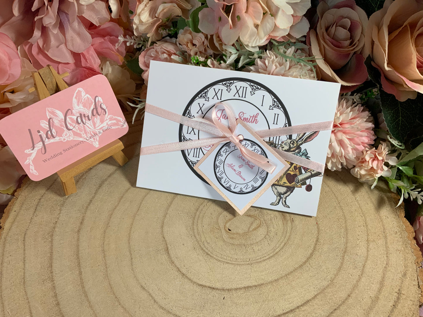 Alice in Wonderland Personalised Concertina Wedding Invitations ~ single or double sided