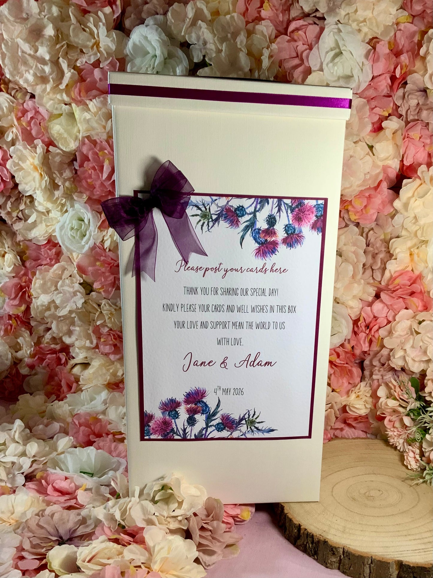Scottish Thistle Wedding Post Box – Personalised Card Box for Reception
