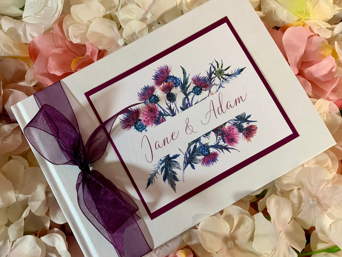 Scottish Thistle Wedding Guest Book – Personalised Keepsake for Messages & Wishes