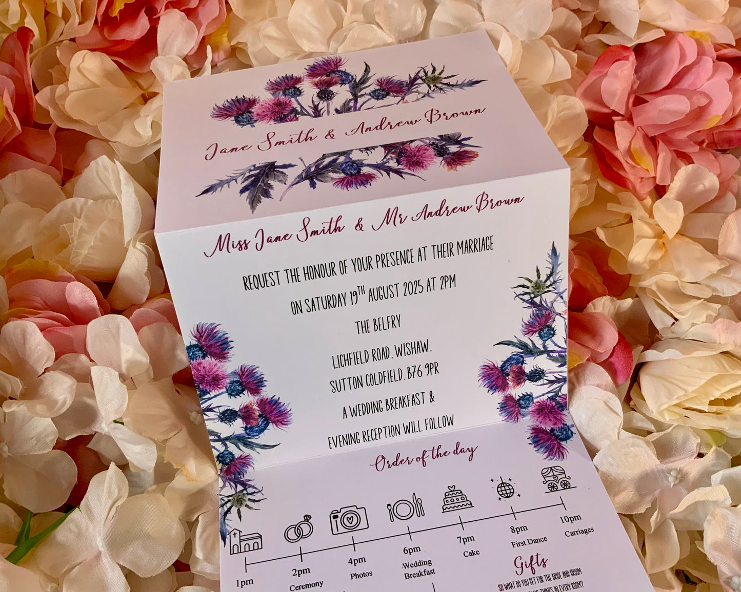 Scottish Thistle Concertina Wedding Invitations