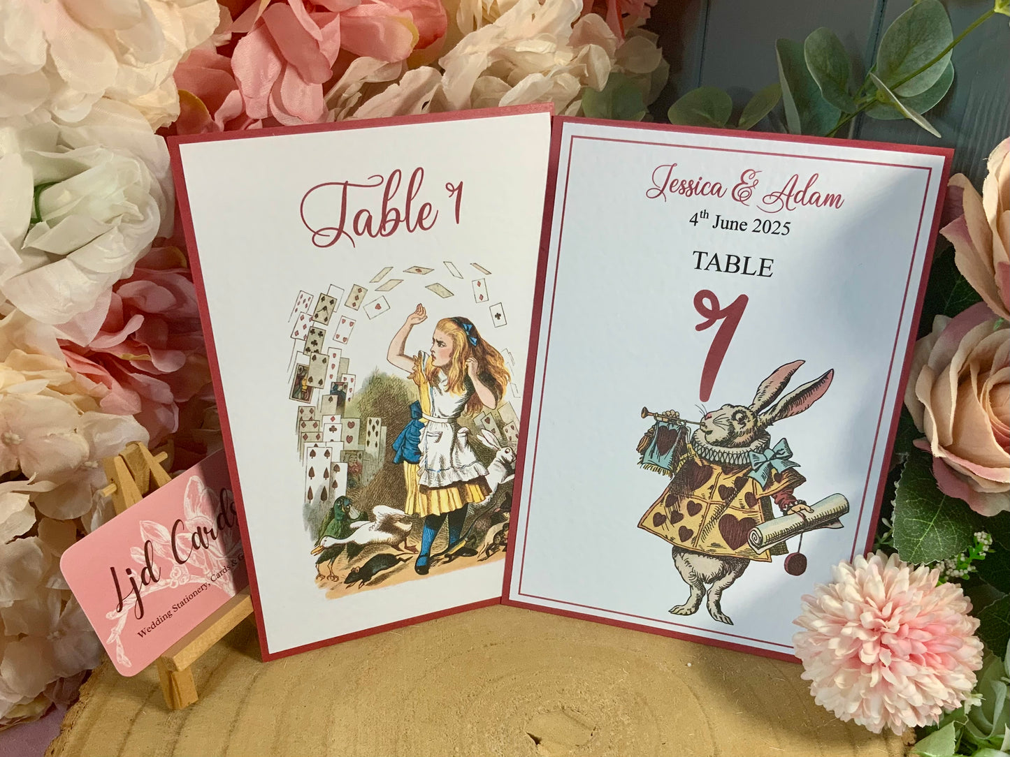 Alice in Wonderland Wedding Guest Table Names & Numbers - fully personalised