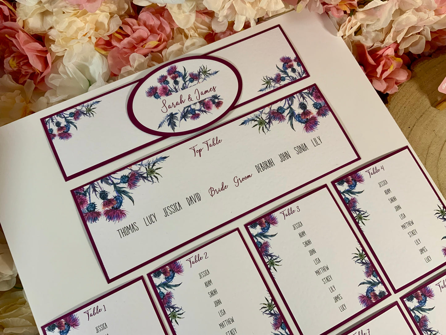 Scottish Thistle Wedding Table Plan – A2 & A3 Personalised Country & Highland Seating Chart
