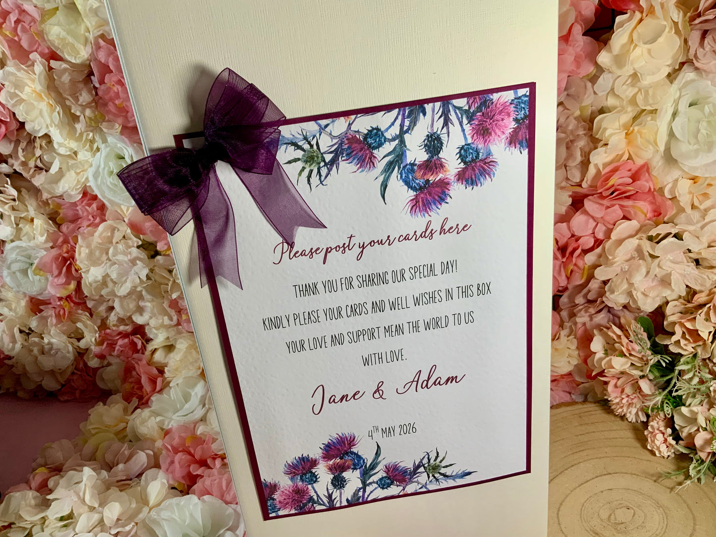 Scottish Thistle Wedding Post Box – Personalised Card Box for Reception