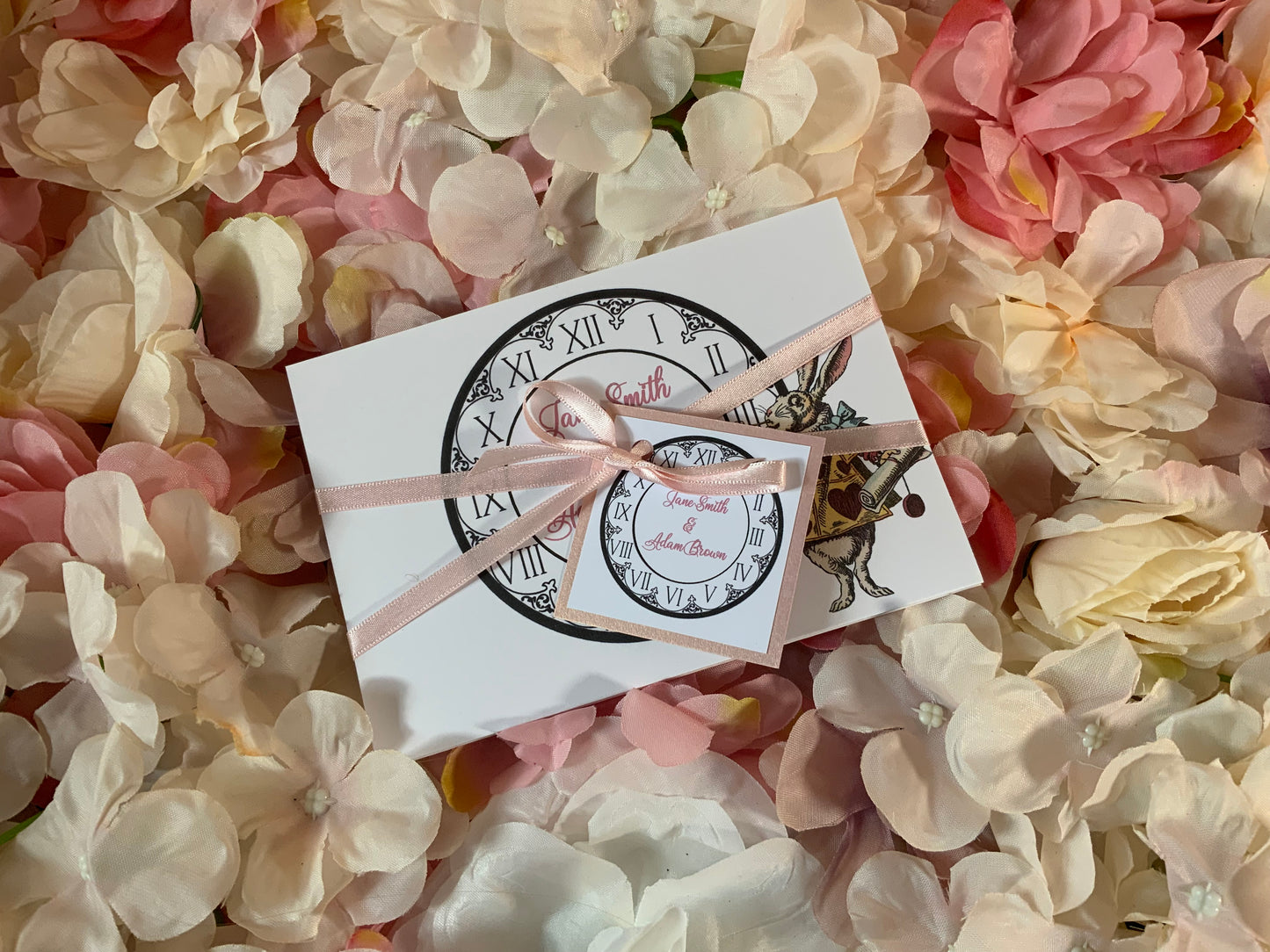 Alice in Wonderland Personalised Concertina Wedding Invitations ~ single or double sided