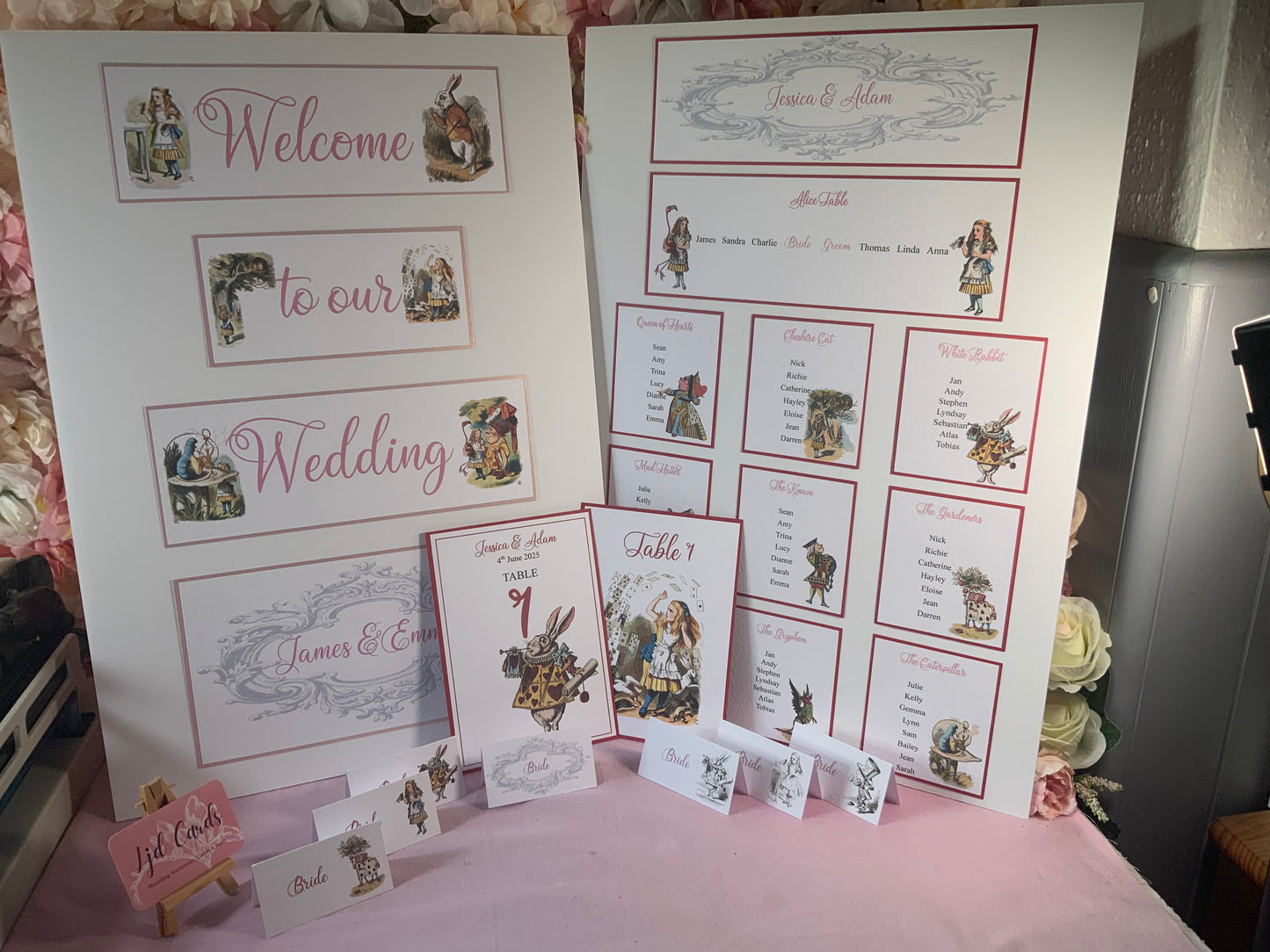 Alice in Wonderland Wedding Table Plan - available in A3 & A2