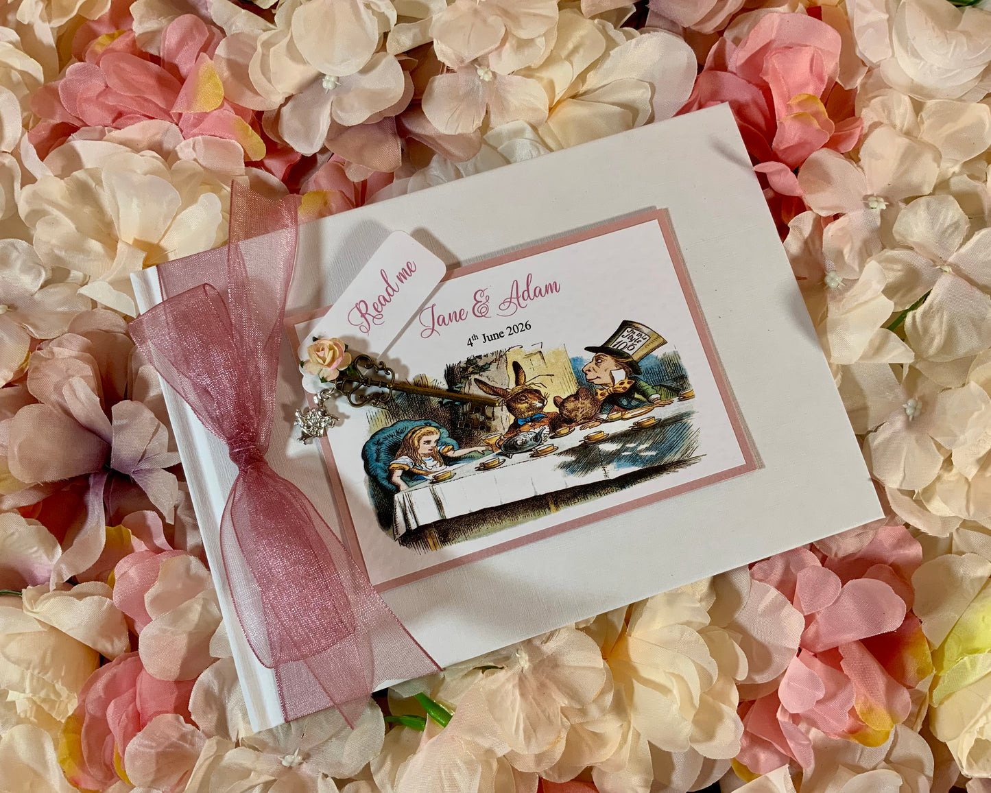 Alice in Wonderland Wedding Guest Book with gift box