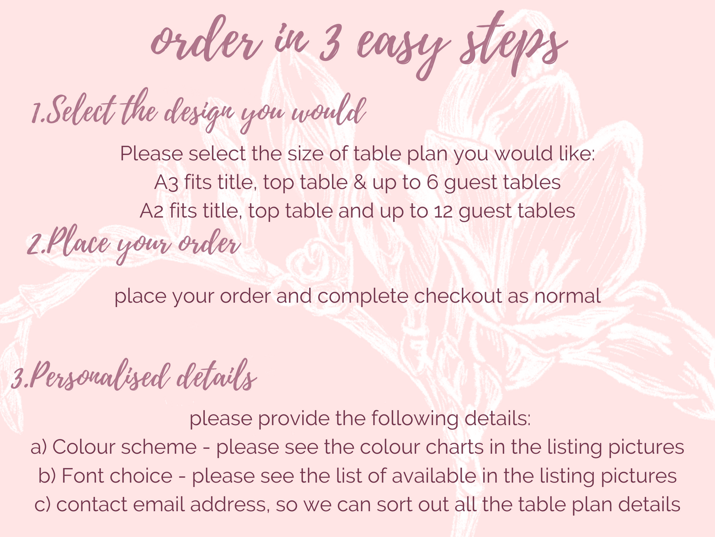 Wildflower Wedding Table Plan - available in A3 & A2