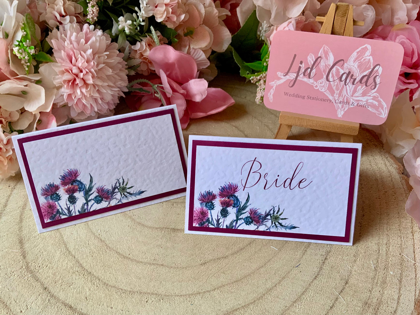 Scottish Thistle Wedding Guest Place cards - available blank or personalised