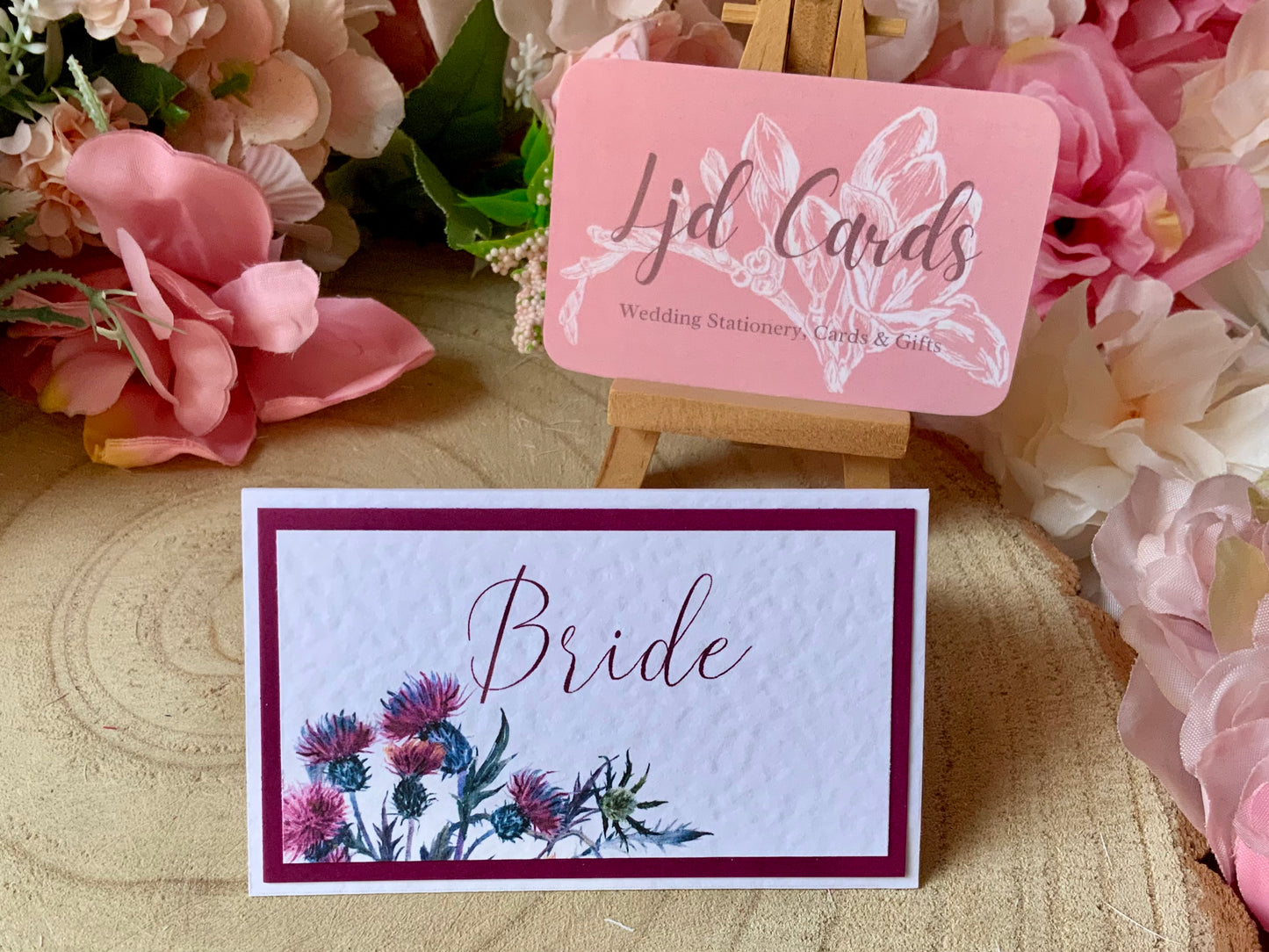 Scottish Thistle Wedding Guest Place cards - available blank or personalised