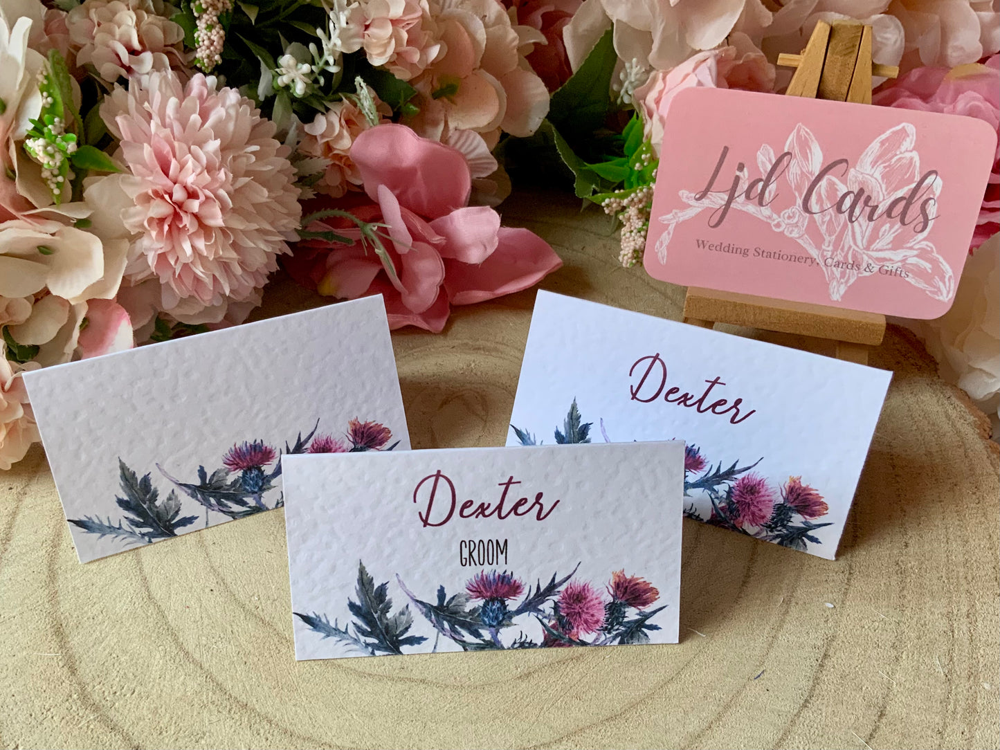 Scottish Thistle Wedding Guest Place cards - available blank or personalised
