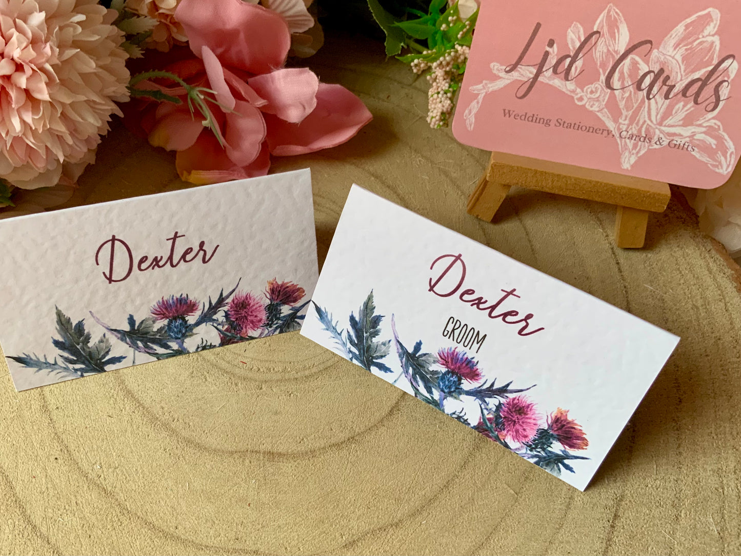 Scottish Thistle Wedding Guest Place cards - available blank or personalised