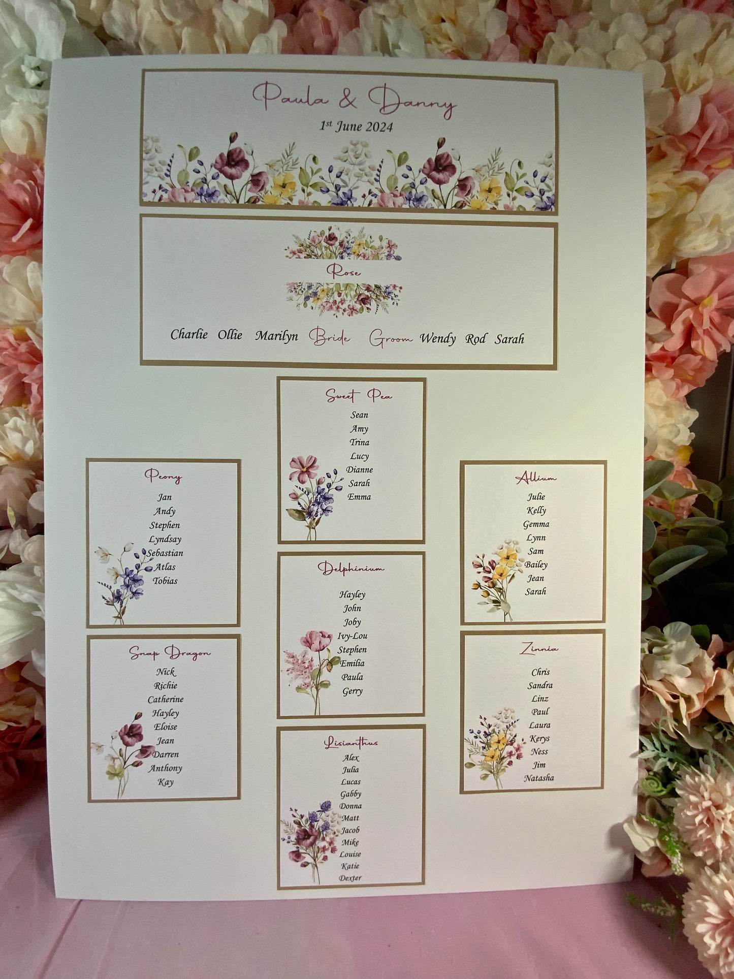 Wildflower Wedding Table Plan - available in A3 & A2