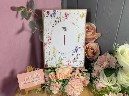 Wildflower Wedding Guest Table Names & Numbers - fully personalised