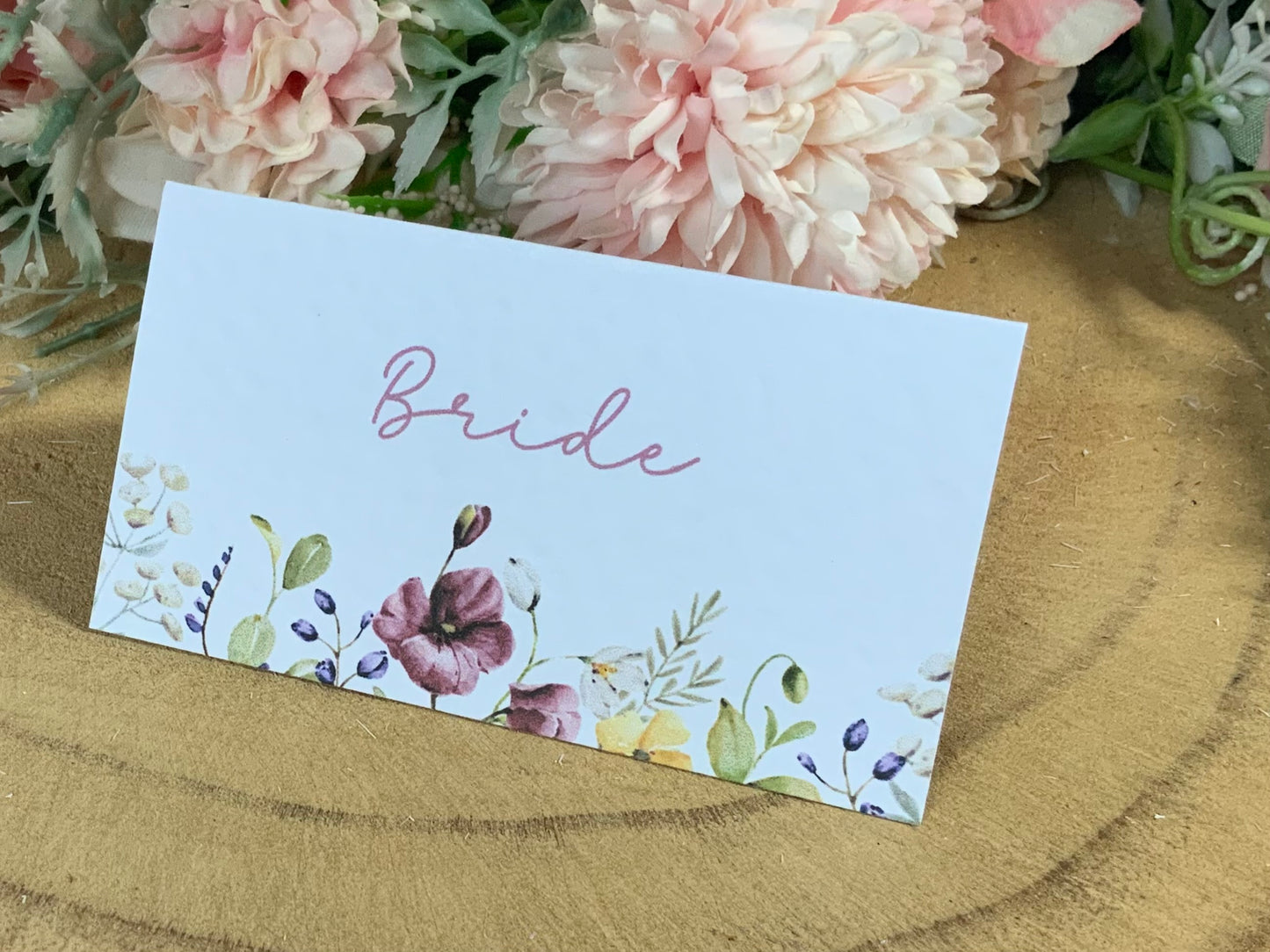 Wildflower Personalised Wedding Place cards