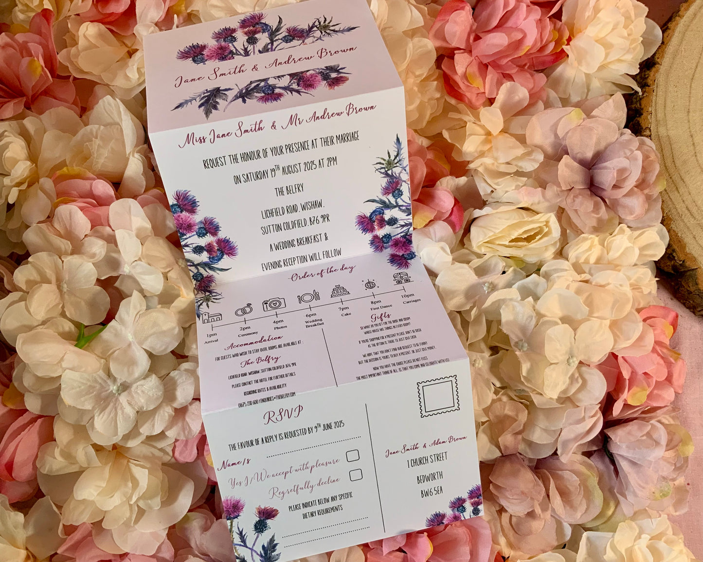 Scottish Thistle Concertina Wedding Invitations