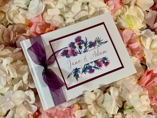 Scottish Thistle Wedding Guest Book – Personalised Keepsake for Messages & Wishes