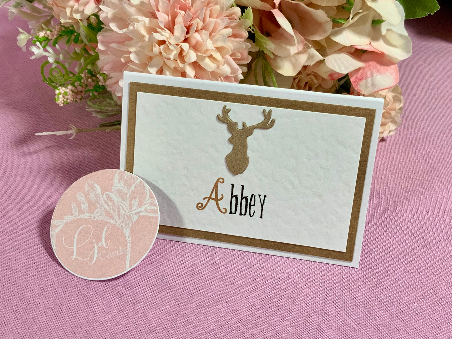 Woodland Stag Wedding Guest Place cards - available blank or personalised