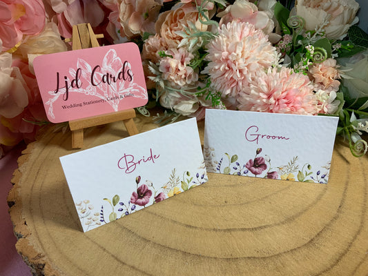 Wildflower Personalised Wedding Place cards