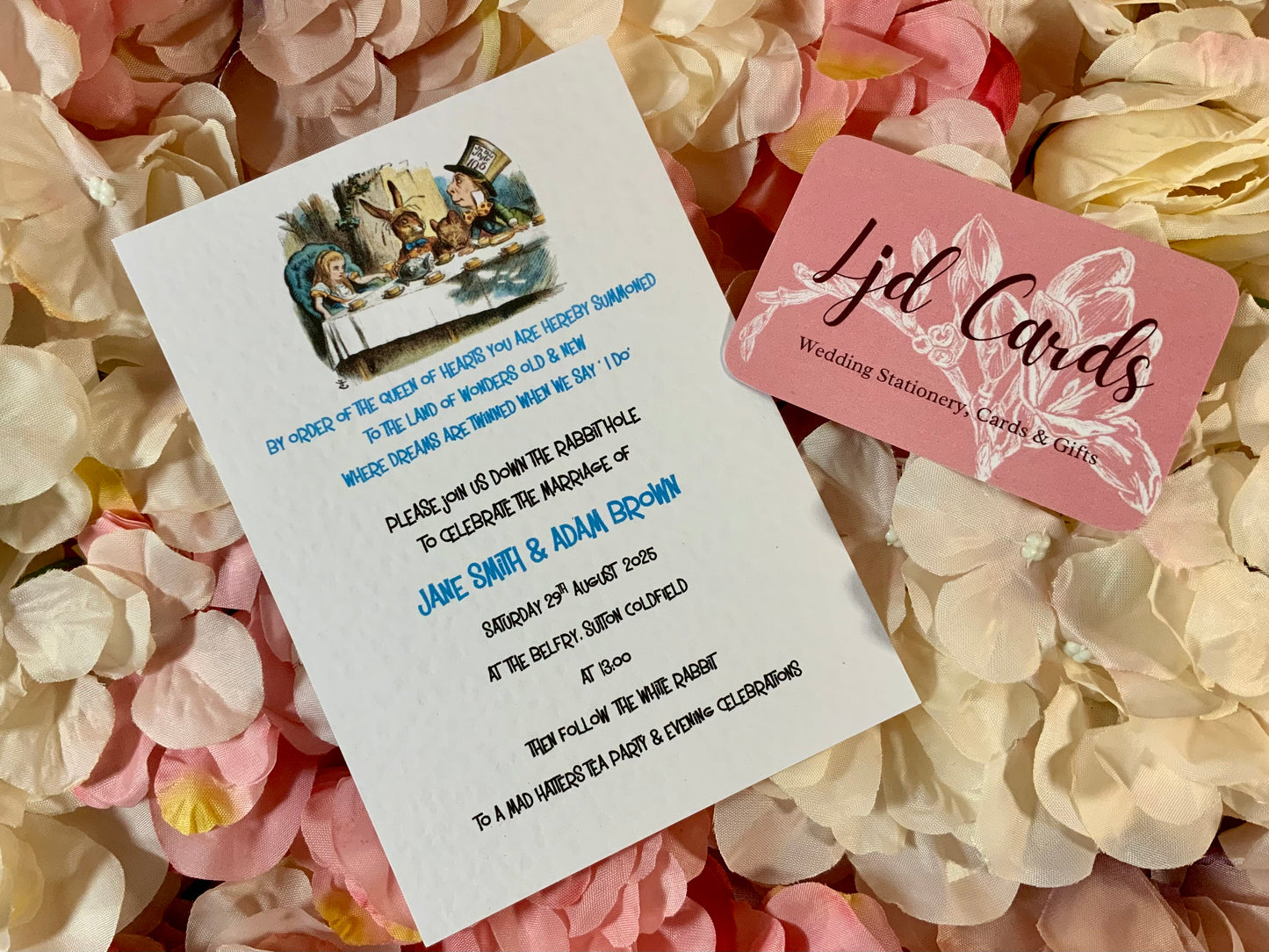 Alice in Wonderland ‘Mad Hatters Tea Party’ Wedding Invitation - budget friendly