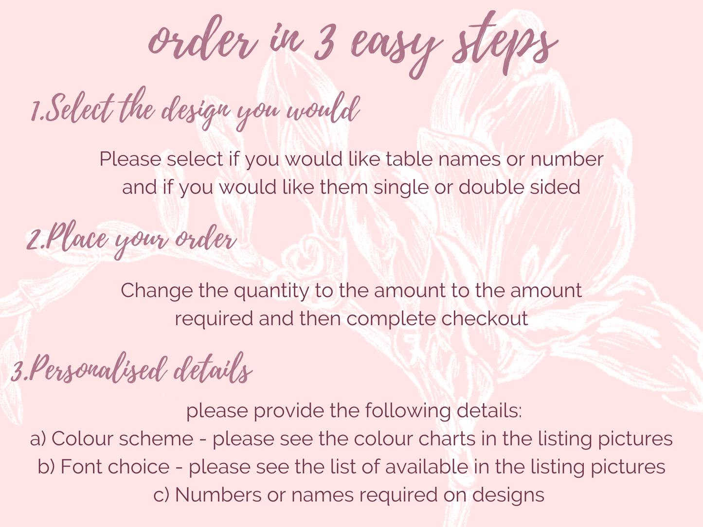 Wildflower Wedding Guest Table Names & Numbers - fully personalised