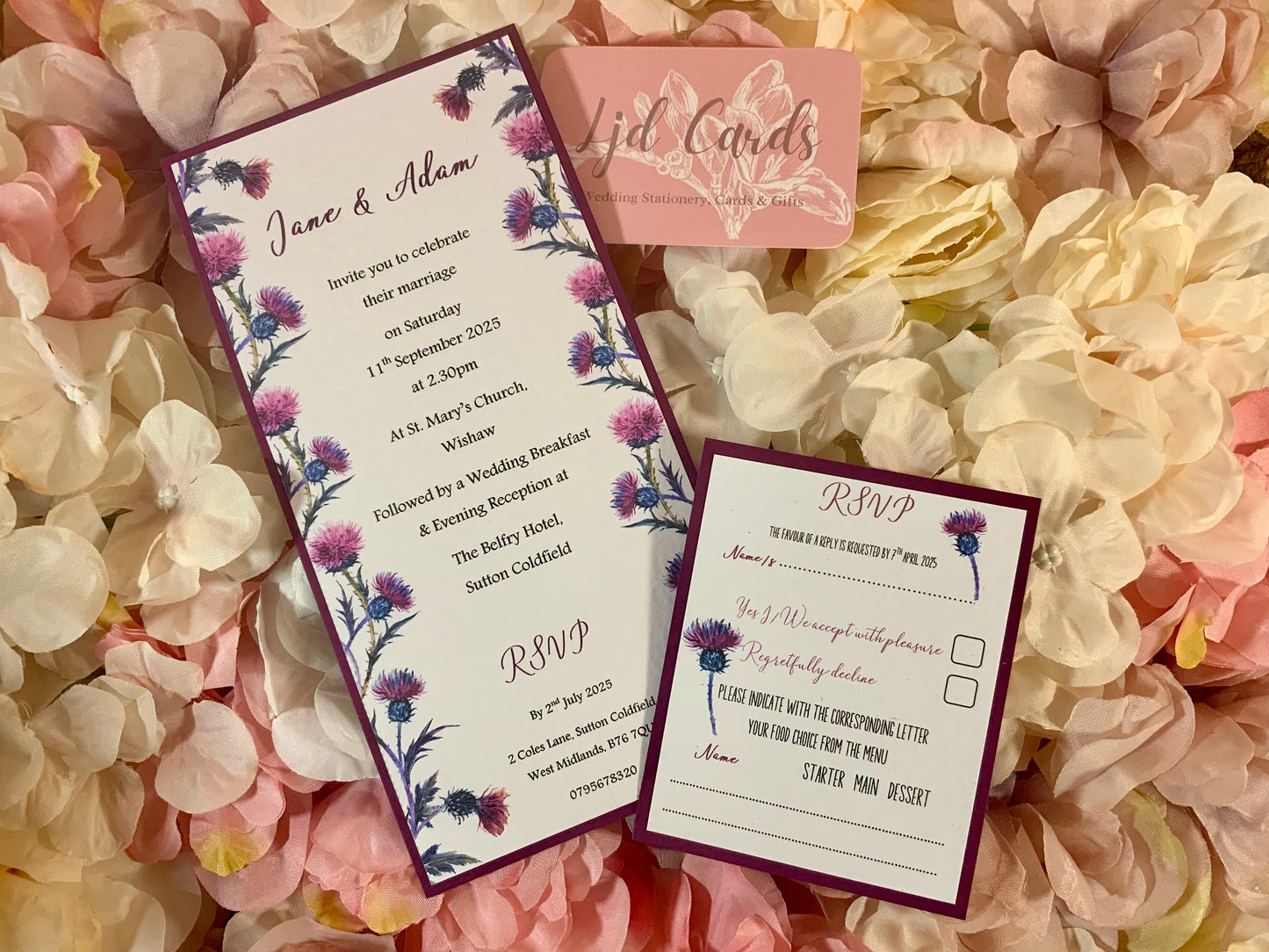 Scottish Thistle Personalised Wedding Invitations & RSVP