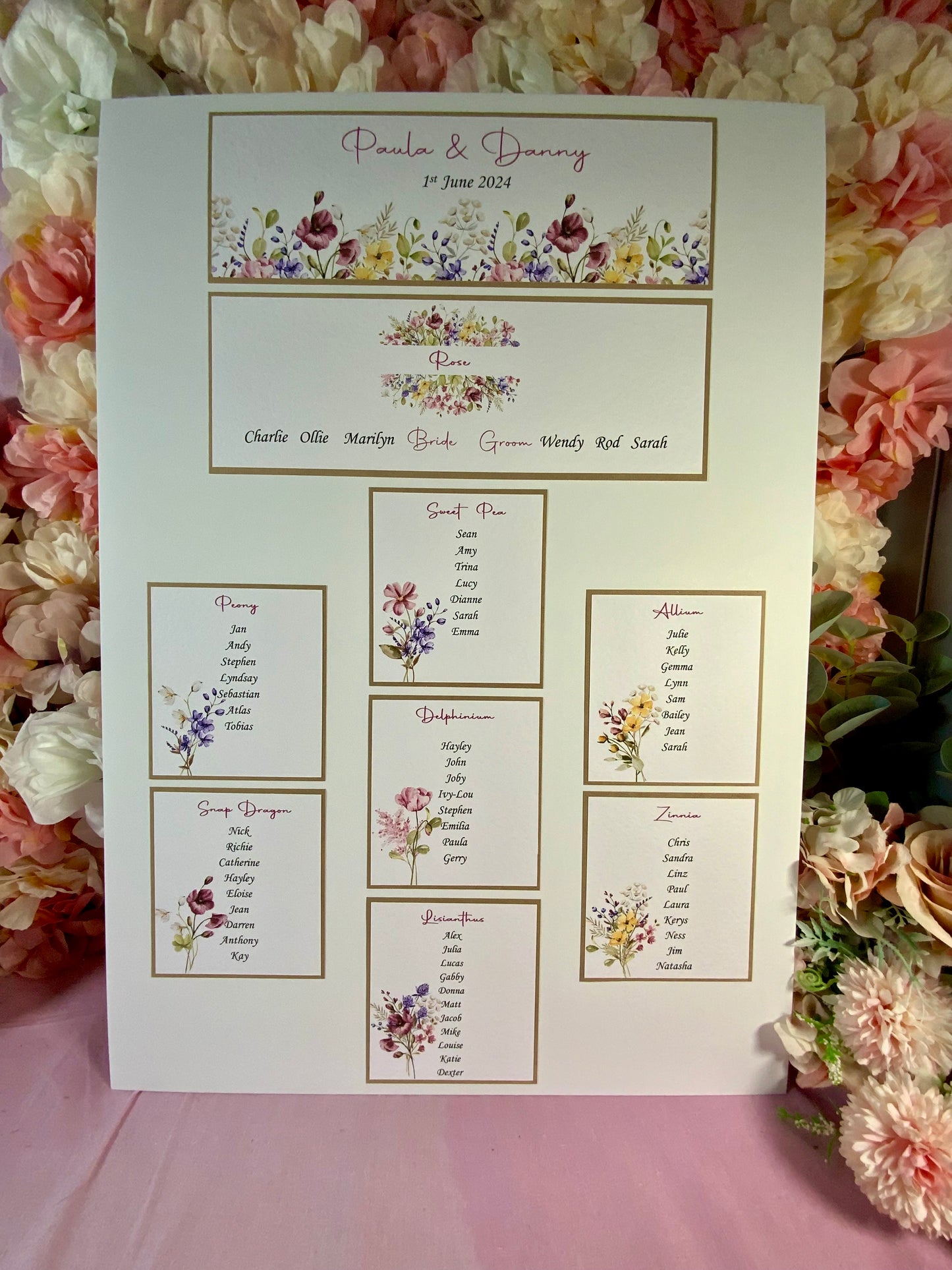 Wildflower Wedding Table Plan - available in A3 & A2