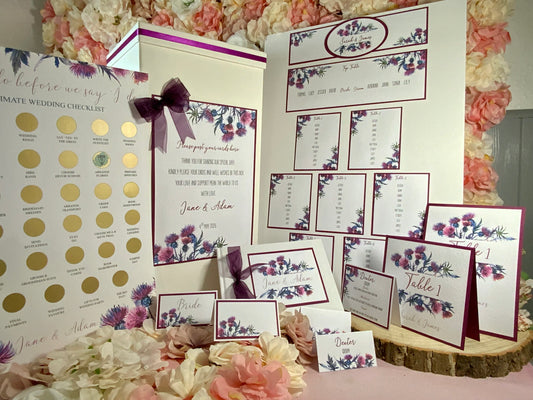 Scottish Thistle Wedding Table Plan – A2 & A3 Personalised Country & Highland Seating Chart