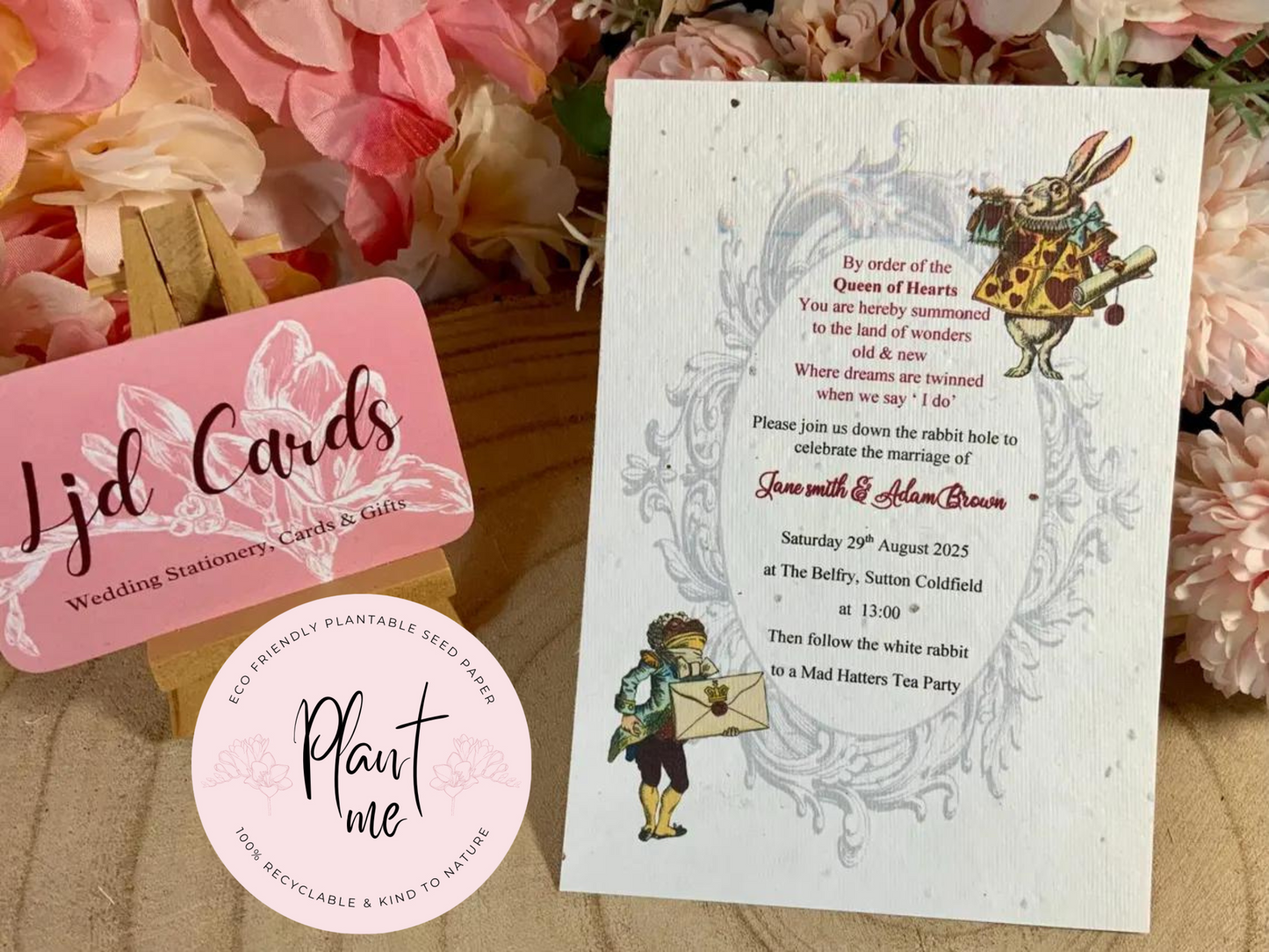 Alice in Wonderland Budget Friendly Wedding Invitation ~ fully personalised