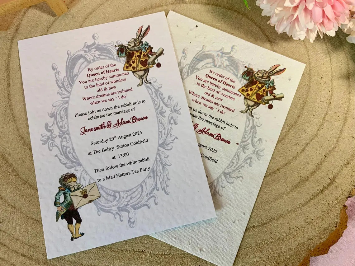 Alice in Wonderland Budget Friendly Wedding Invitation ~ fully personalised