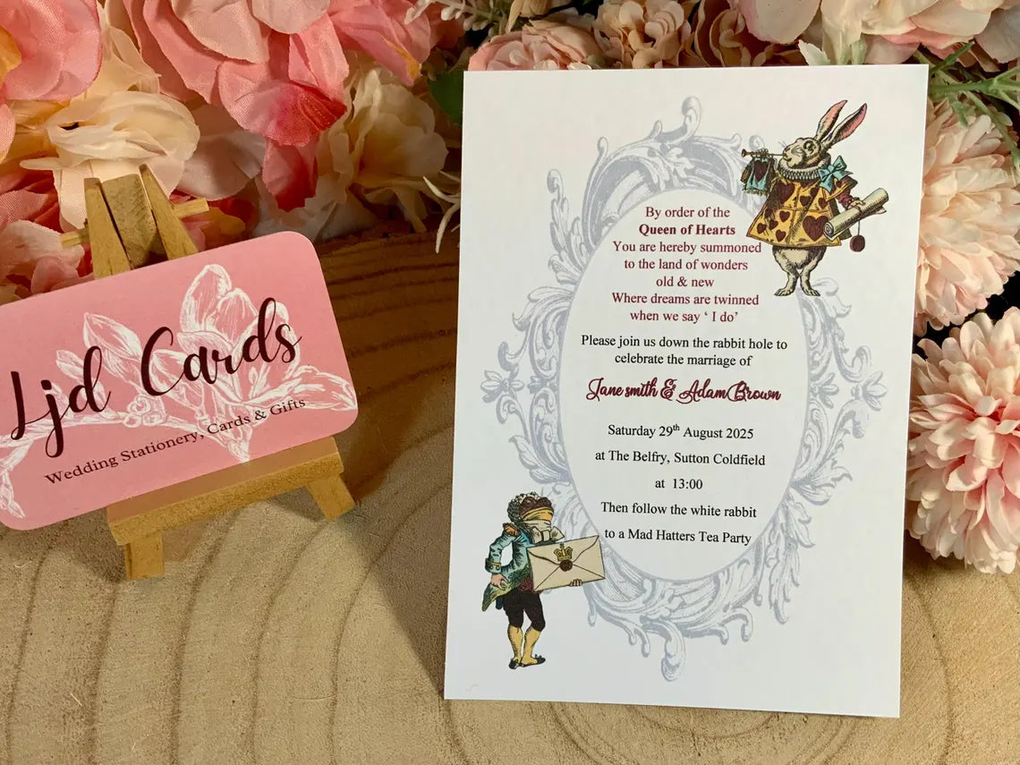 Alice in Wonderland Budget Friendly Wedding Invitation ~ fully personalised