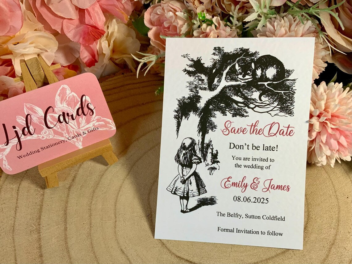 Alice in Wonderland Budget Friendly Wedding Save the Dates ~ fully personalised