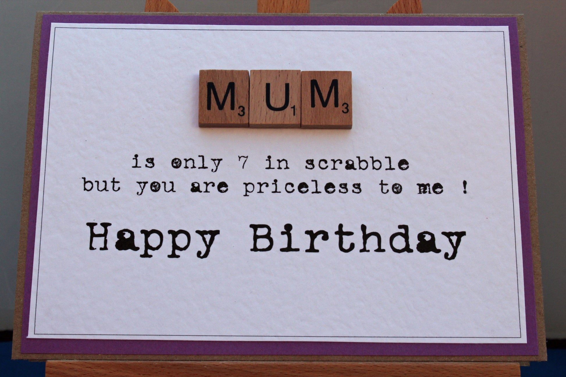 Mum birthday card, happy birthday card, mom, for mother, handmade birthday card for her, scrabble card, personalised mum birthday card, uk