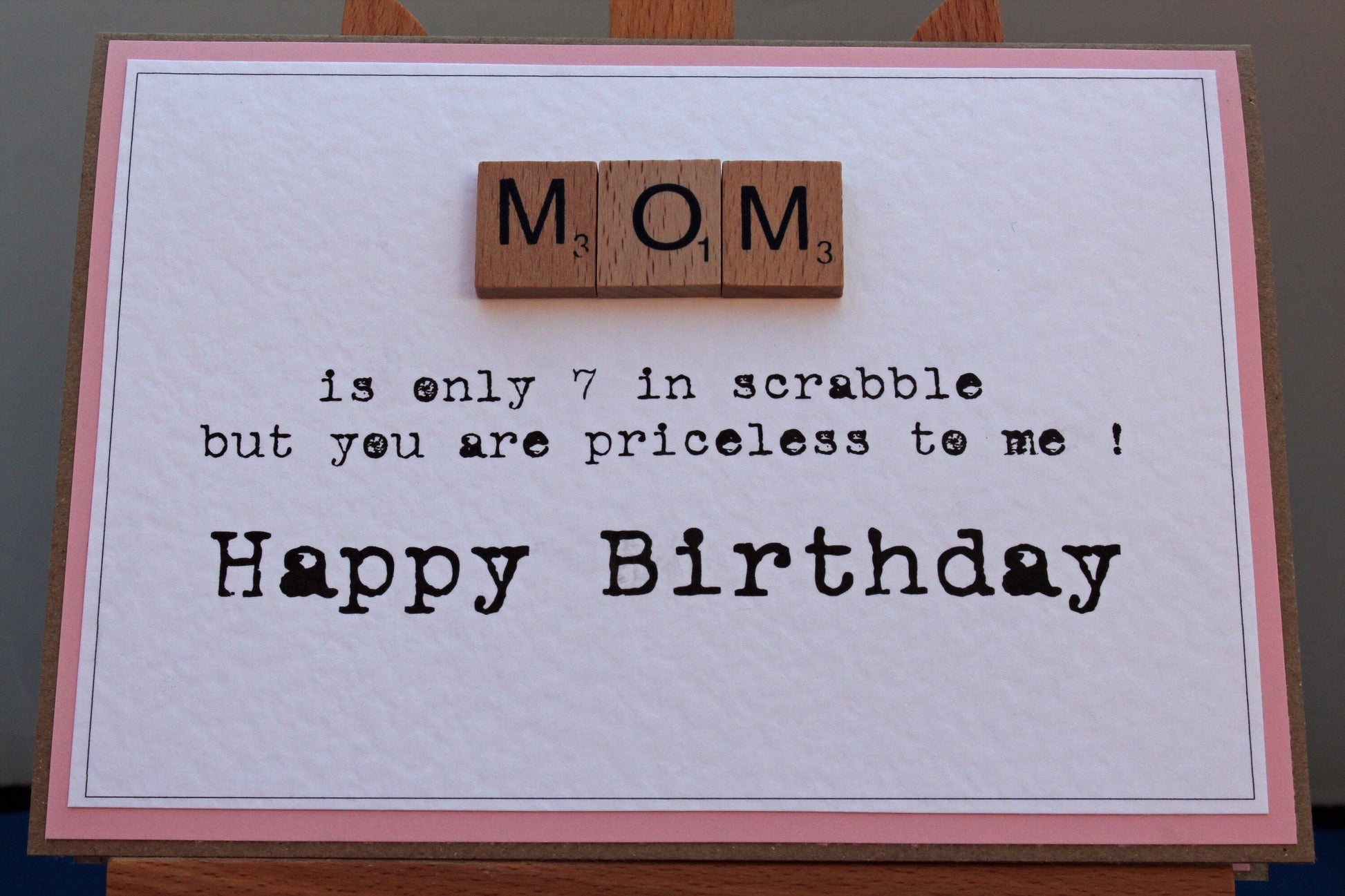 Mom birthday card, happy birthday card, mum, for mother, handmade birthday card for her, scrabble card, personalised mum birthday card, uk