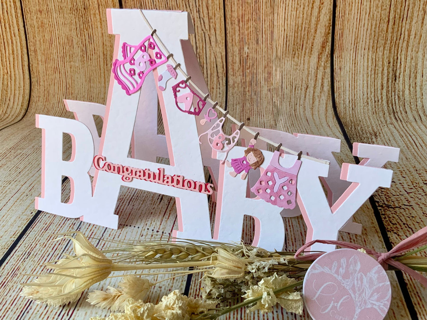 3D Congratulations on your baby girl card