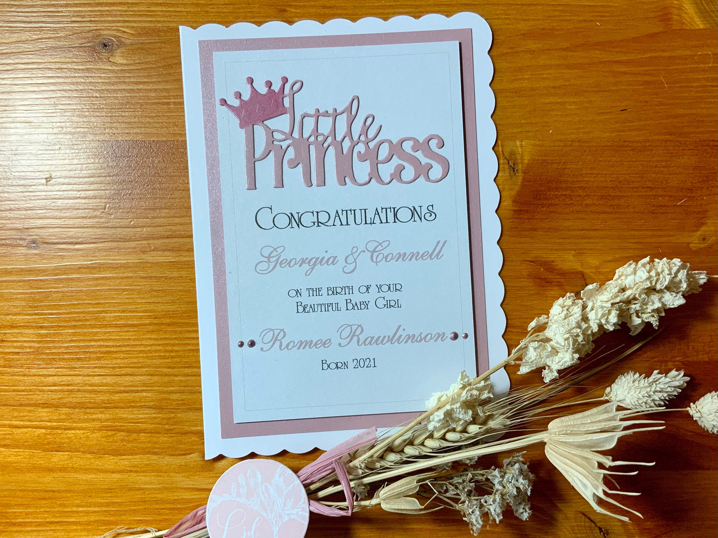 Personalised Congratulations on your baby girl Card ~ Little Princess