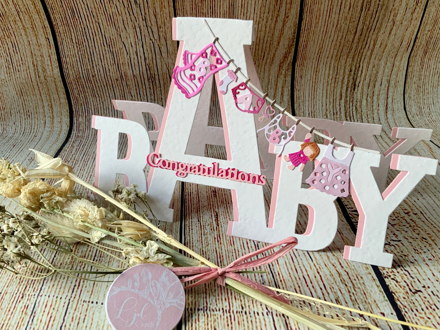 3D Congratulations on your baby girl card