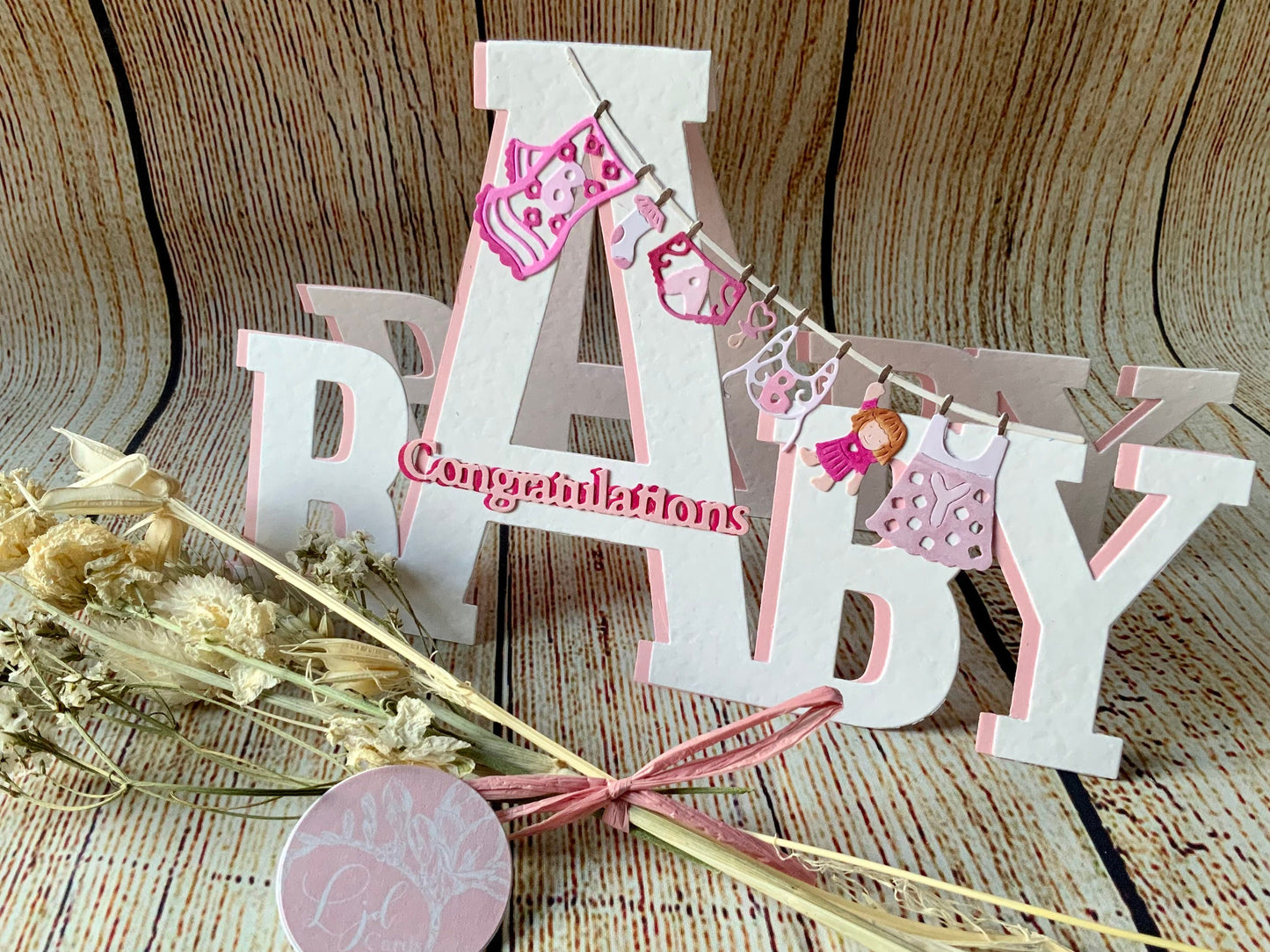 3D Congratulations on your baby girl card