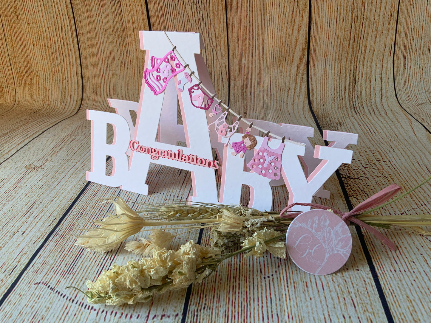 3D Congratulations on your baby girl card