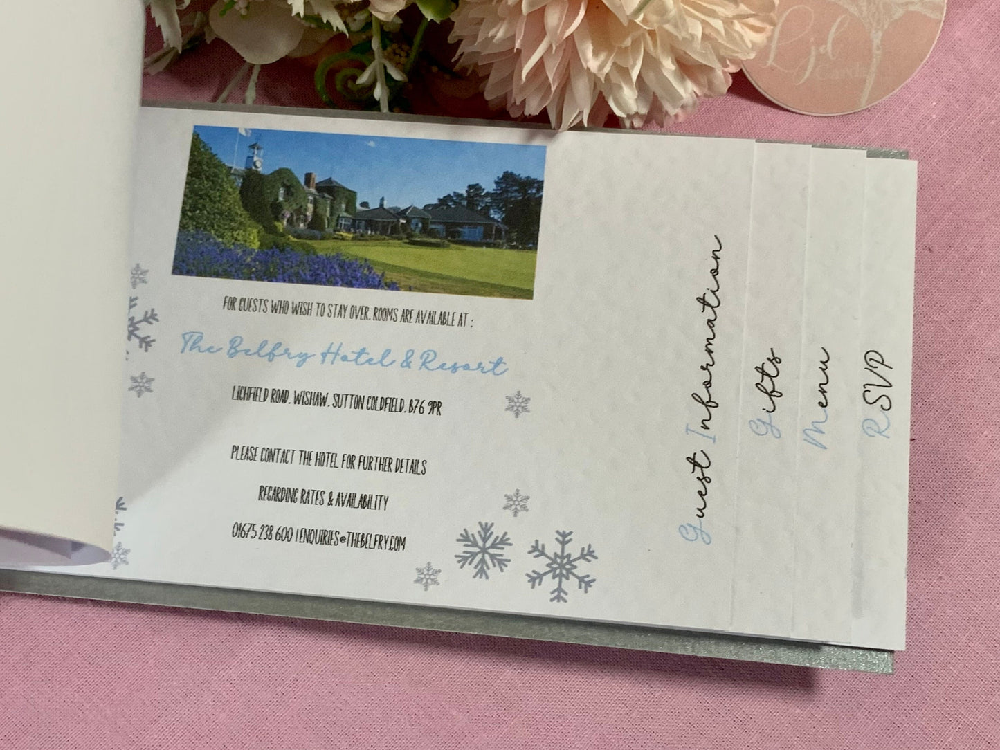 Winter Snowflake Wedding Cheque Book Style Invitations ~ perfect for Christmas weddings