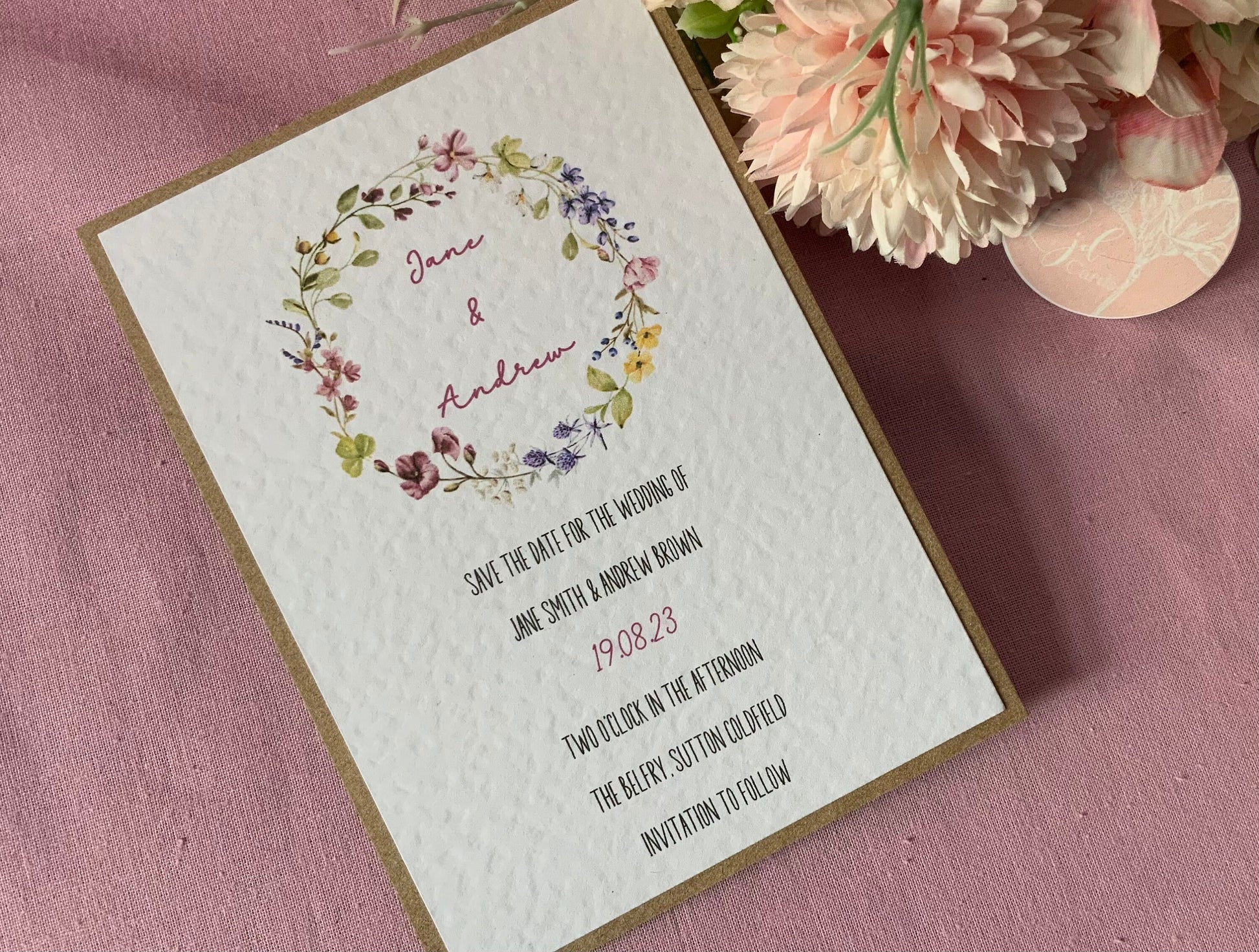 Wildflower Save the date, floral wedding save the date, wedding announcement card, spring save the date, vintage, eco, save our date card